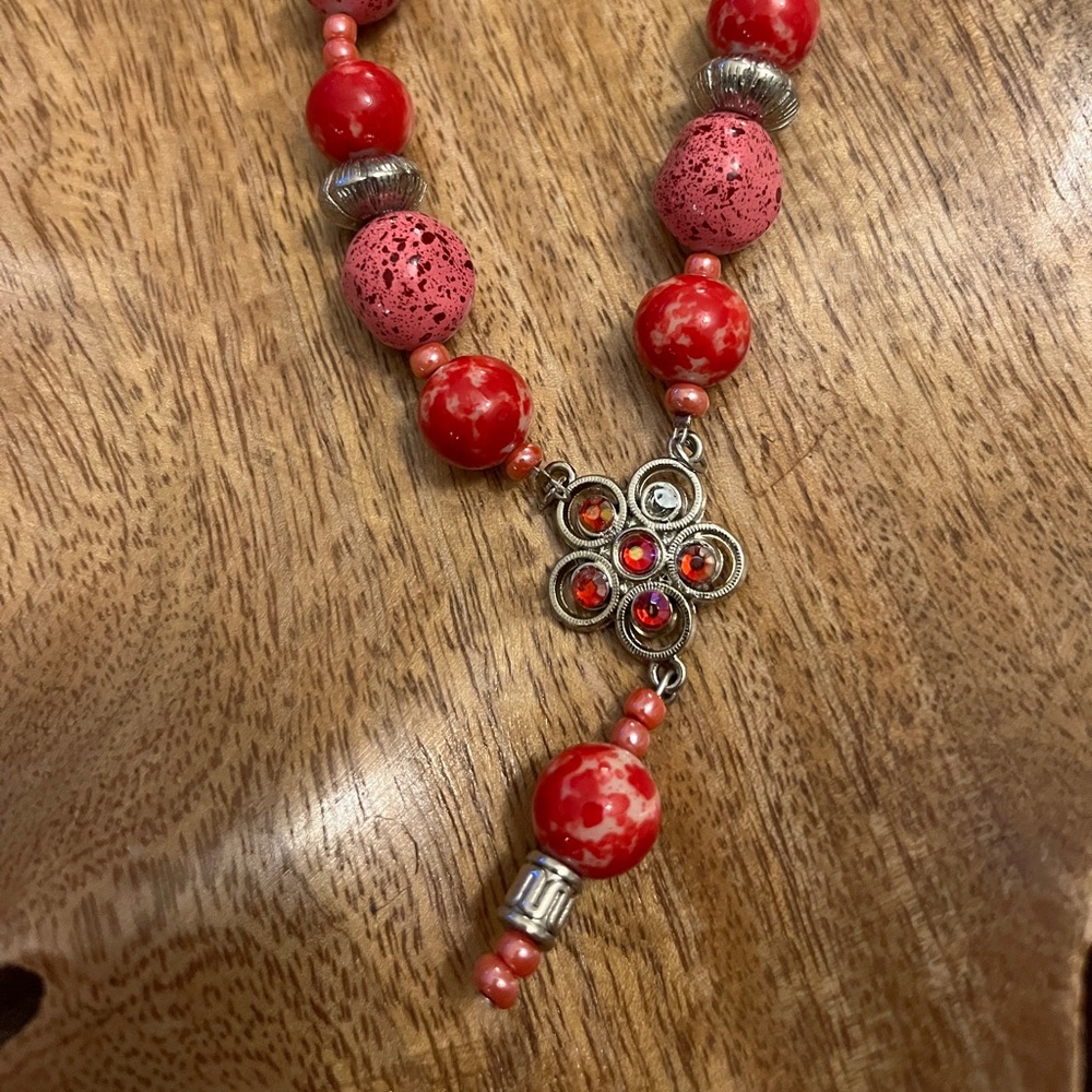 Pink Floral beaded Necklace